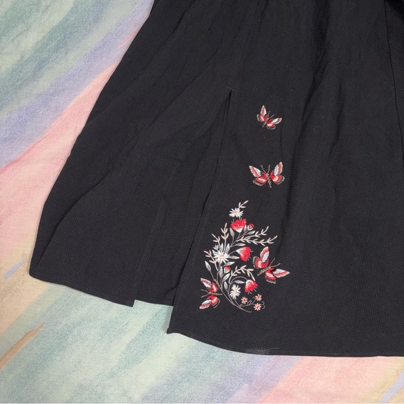 NWT Copia Moth Embroidered Cotton Puff Sleeve Split Skirt Midi Dress size 2 - Picture 7 of 9
